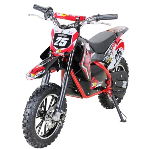 Actionbikes Motors Mini Kinder Crossbike Gepard 𝟱𝟬𝟬 Watt | 36 Volt - Bis 𝟮𝟱 km/h - 3 Geschwindigkeitsstufen - Scheibenbremsen - Pocket Bike - Motorrad - Motocross - Dirt Bike - Enduro (Rot) von Actionbikes Motors