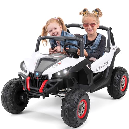 Actionbikes Motors Kinder Elektroauto UTV Buggy MX | 2.4 Ghz Fernbedienung - 2X 12 Volt 7 AH Batterie - 4 Motoren 12 Volt 35 Watt - Elektro Auto für Kinder ab 3 Jahre (Schwarz/Weiß) von Actionbikes Motors