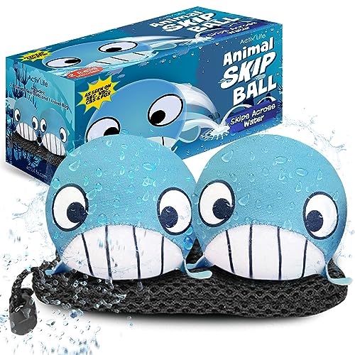 Whale Skip Balls – Outdoor-Spiele für Kinder, Kleinkindspielzeug, Baby-Badespielzeug für Kleinkinder, 3–4 Jahre, Junge, Mädchen, Geschenke für Sohn, Tochter, Poolspielzeug für Kinder, 3–10 Jahre von Activ Life