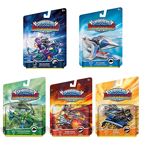 Skylanders SuperChargers Fahrzeug-Charakter-Set (5 Stück), Paket: Shield Striker, Sea Shadow, Sky Slicer, Stealth Stinger, Burn-Cycle von Activision Inc.