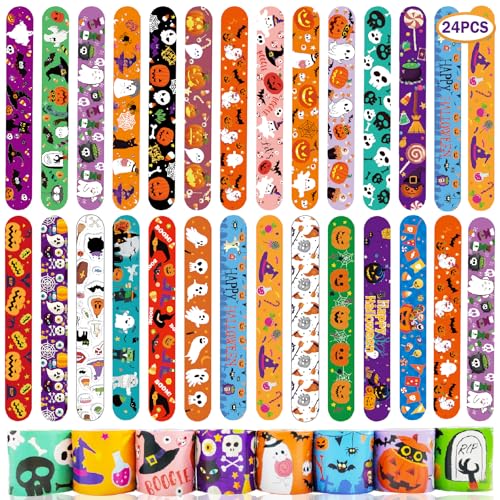 Acuiwer Halloween Schnapparmband 24 Stück Slap Armbänder Kindergeburtstag Gastgeschenke Party Slap Bracelet für Kinder Mädchen Jungen von Acuiwer