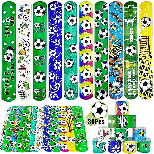 Acuiwer Schnapparmband 30 Stück Fußball Slap Armbänder Kindergeburtstag Gastgeschenke Party Slap Bracelet für Kinder Mädchen Jungen von Acuiwer