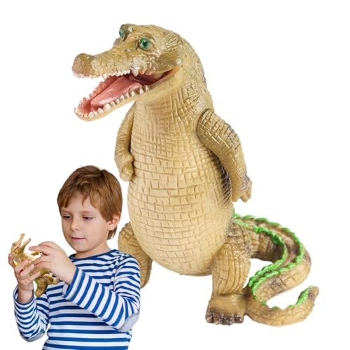 Acunny Alligator -Figur, Alligatormodell | Bildungskrokodildekor - Realistische Alligatorfigur rotbaren Armen und beweglichen Kiefern für Bildung und lustiges Spiel von Acunny