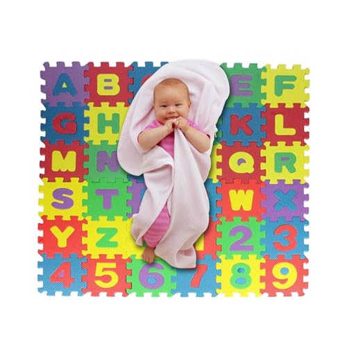 Acunny Baby-Schaum-Spielmatte, 11,8 * 11,8 Zoll Bunte -Spielmatte, Eva-Schaum-Fliesen, Wiederverwendbare Puzzle-Spielmatte, Weichschaum-Bodenmatten für Fitnessstudio, Kinderzimmer, Spielzimmer von Acunny