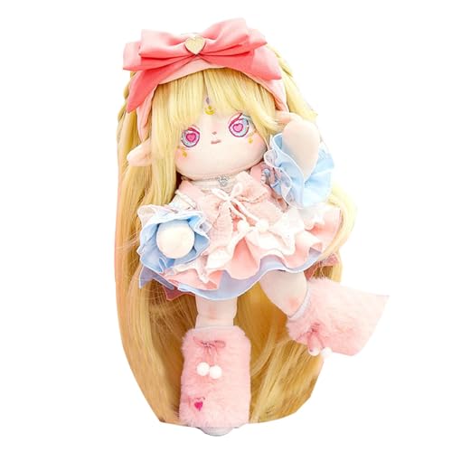 Acunny Bewegliche Plüschpuppe, Baumwollpuppe mit Skelett, Skelettpuppe Plüsch-Anziehpuppen mit Kleidung, 30 cm großes, Bezauberndes Anime-Mädchen, weiche Sammelpuppe für Kinder zum Rollenspiel von Acunny