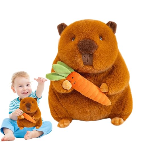 Acunny Capybara, Capybara Plüsch gefülltes Tier - Capybara Plush Kissen Puppe Halten Gemüse,Hautfreundliches tierschlafende umarmende Kissen für Sofa, Schlafzimmer, Wohnzimmer von Acunny