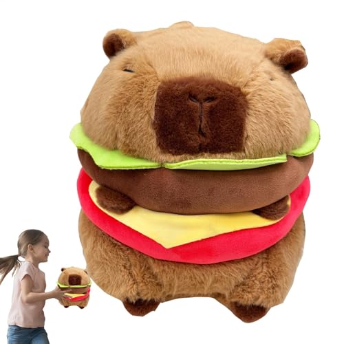 Acunny Capybara Stuffed Animal, ausgestopfte Capybara, Süße Hamburger Capybara Plüschspielzeug, 25 cm Cartoon ausgestopft Plüsch, lustige Plüschpuppe für Mädchen von Acunny