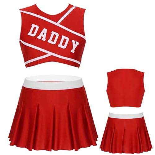 Acunny Cheerleader-Kostüm,Cheerleader-Kostüm für Damen,Modisches Cheer-Outfit Cheerleading-Outfit | Bequeme Cheer-Uniformen, Damen-Cheerleader-Outfit für Nachtclub-Bühne, Musikparty von Acunny