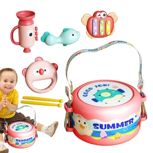 Acunny Childrens Drum Percussion Music Instrument, Musikspielzeug für Kleinkind,6 Stücke pädagogische Kinder Drum | Multifunktionales Vorschule Musikspielzeug für Kinder Mädchen von Acunny