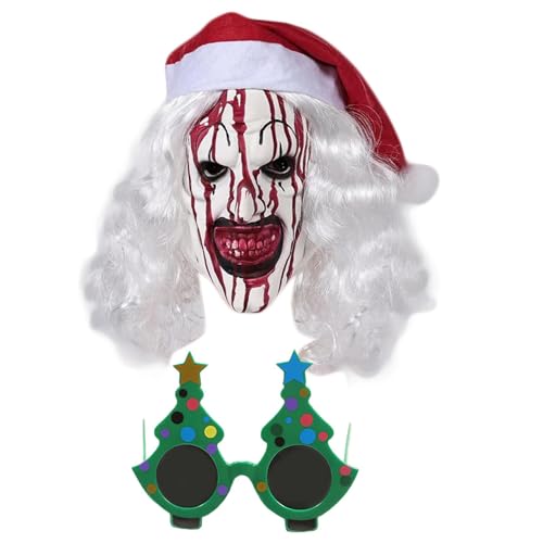 Acunny Cosplay-Weihnachtsmaske, Weihnachtsclown-Maske | Art's Weihnachtsgläser - Weihnachtskostüm-Requisiten, Kopfbedeckung-Kostüm-Requisiten-Zubehör, leuchtende Farben für Cosplay von Acunny