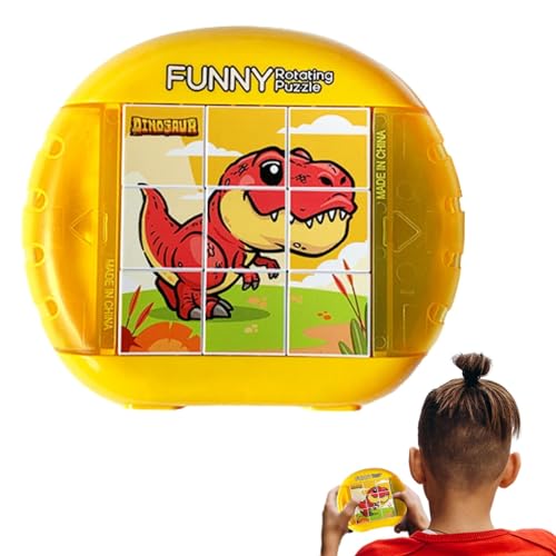 Acunny Drehpuzzle für Kinder, Drehpuzzlespiel - Handheld-Fidget-Spielzeug - Entwicklung der Feinmotorik, Dinosaurier-Puzzle, 4-seitiges Muster, kleines Lernspielzeug für und Mädchen von Acunny