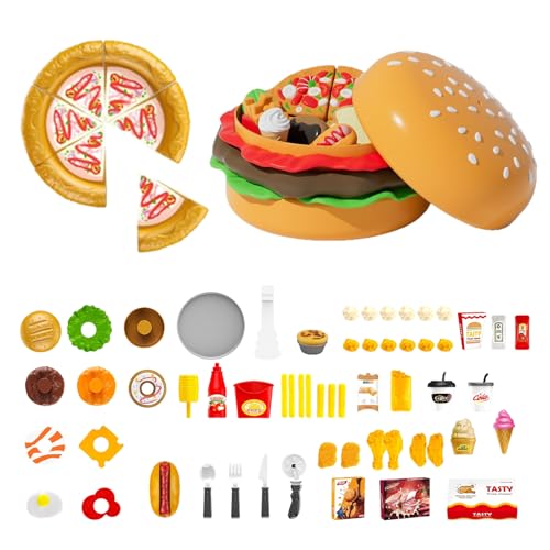 Acunny Fast-Food-Nachahmungsspielzeug, abnehmbar, bunt, zum Zuschneiden, Lernspiel, Feinmotorik, für Reisen – kompakte Alltagsaktivitäten Acunny Fast-Food-Nachahmungsspielzeug, abnehmbar, bunt, zum Zuschneiden, Lernspiel, Feinmotorik, für Reisen – kompakte Alltagsaktivitäten von Acunny