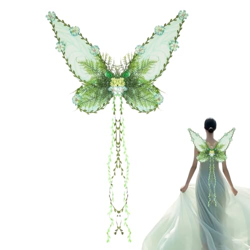 Acunny Feenflügel Für Mädchen | Feenkostüm mit Ranken - Festtagszubehör Für Gartenfest Bühnenauftritt Karneval Acunny Feenflügel Für Mädchen | Feenkostüm mit Ranken - Festtagszubehör Für Gartenfest Bühnenauftritt Karneval von Acunny