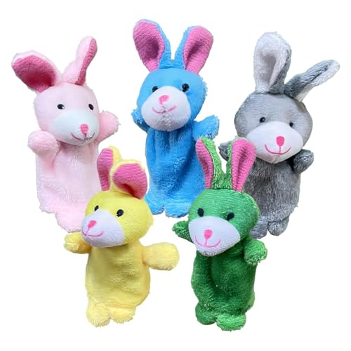 Acunny Fingerpuppen für Babys, Fingerpuppen,Plüsch Bunny Finger Kinder Spielzeug Set von 5 - Weiche Hände Spielzeugpuppen Spiel für Kinder Familieneltern sprechen Geschichte von Acunny