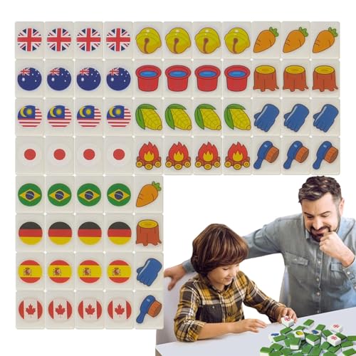 Acunny Fluchtspiel am Meer, Spielsteine mit Flaggenmotiv | Nationalflagge Edition – Familien-Partyspiele, Mahjong-Kachelspiel für Erwachsene, alle Altersgruppen von Acunny