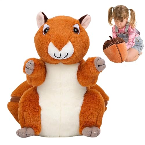 Acunny Gefüllter Eichhörnchenspielzeug, Eichhörnchen ausgestopftes Tier - Reversible Plüschpuppen -Eichhörnchen Kiefernkerne umarmen Kissen,Weiches und niedliches Plushie -Plushie -Sofa Kissen, von Acunny