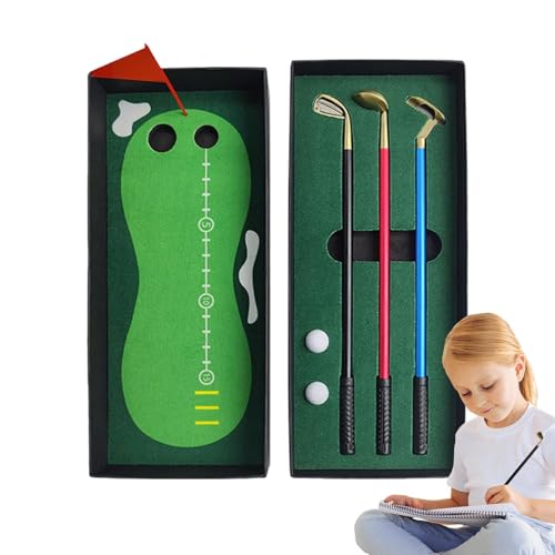 Acunny Golfkugelschreiber, Golfstifte, lustiges Spielzeug für Kugelschreiber – Golfstift, Büro-Golf-Set mit Putting Green, Flagge, 3 Golfschlägerstiften und von Acunny