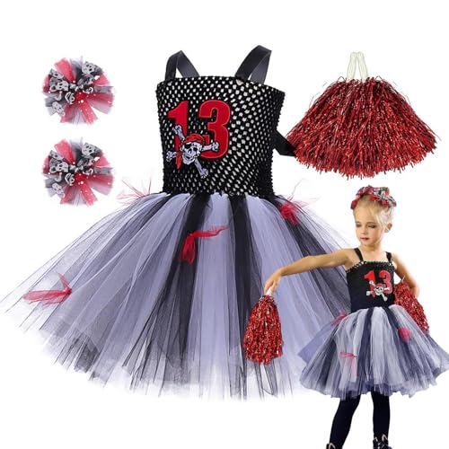 Acunny Halloween-Cheerleading-Kostüme, Cheerleading-Halloween-Kleid für Mädchen,Halloween-Cheerleading-Kleid - Bequemes hauchdünnes Halloween-Cheerleading-Kleid, weiche Mädchenkostüme zum Geburtstag von Acunny