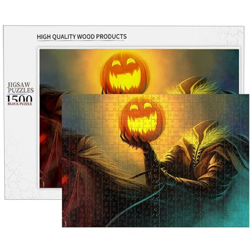 Acunny Halloween-Puzzles für Halloween | Holzpuzzle mit Kürbislaterne | Heimdekoration, interaktives Puzzle, Herbstpuzzle für Alter von 8 bis 10 Jahren von Acunny