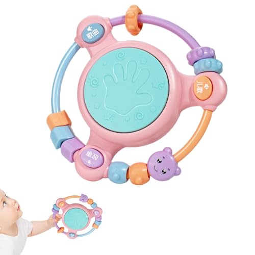 Acunny Handtrommelinstrument, Handtrommelspielzeug,Trommelfell -Perlen -Shaker mit Licht - Früheres Lernhandspielzeug für Handgriffe für , Mädchen von Acunny