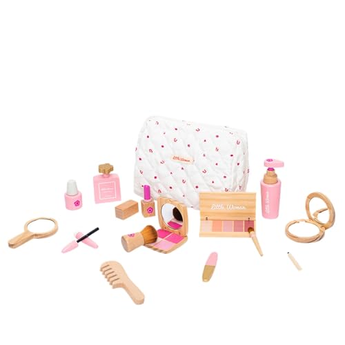 Acunny Holz-Make-up-Spielzeug-Set, Holz-Make-up | Pretend Beauty Salon Toys Make-up-Set - Kinder-Schönheitssalon-Rollenspielzeug für Kleinkinder, Make-up-Lernspielzeug-Set für Mädchen und ab 3 Jahren von Acunny