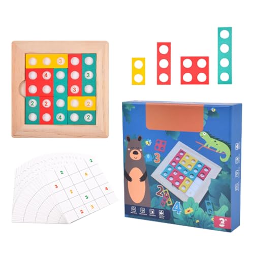 Acunny Holz-Tangram-Rätsel, Holzklötze-Rätsel, Denksportaufgaben - Tangram-Puzzle-Intelligenzspielzeug,Farbform-Lernpuzzle, Logikspielmuster-Puzzle aus Holz für Kinder und Erwachsene von Acunny