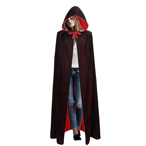 Acunny Kapuzenumhang für Erwachsene, Vampir Kostüm Erwachsene, Samt-Umhang in voller Länge | Leichter Cosplay-Umhang über die gesamte Länge, Unisex-Samtumhang für Frauen und Männer Erwachsene von Acunny