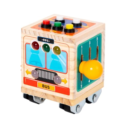 Acunny Kleinkindbusspielzeug, Holzauto für Kleinkind - Kinderspielzeugfahrzeug interaktiver Holzwagen,Kompaktes Kleinkindautomodell rotiertes Fahrzeug für Kinder über 3 Jahre alt von Acunny