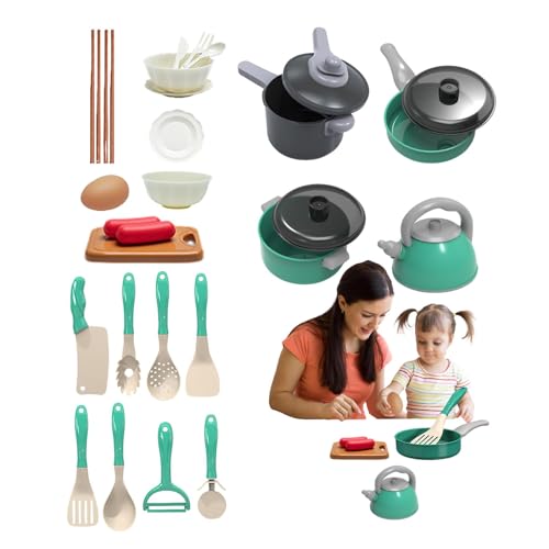 Acunny Küchenspielset-Zubehör,Kinderspielküchenspielzeug-Set - 28X Küchenzubehör,Lehrreiches Küchenzubehör, lustiges Kinder-Kochen-Spielset für Kinder, die Freude am Kochen haben von Acunny