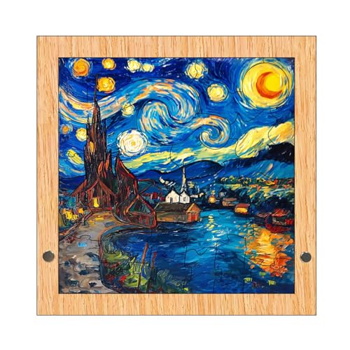 Acunny Künstlerisches Puzzle, Sternen-Puzzle, bunte Sternkunstpuzzle – Puzzlebrett aus Holz, Dekoration des Hauses, anregendes Puzzlespiel für Spieleabende von Acunny