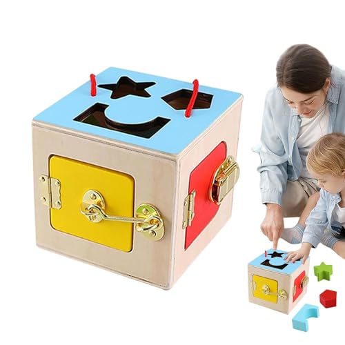 Acunny Latches-Brett Lernen, Latches-Spiel, Lerntafel aus Holz, Spielzeug für Türen und Schlösser mit verschiedenen Schließmechanismen zur Entwicklung von Fähigkeiten zur Problemlösung von Acunny