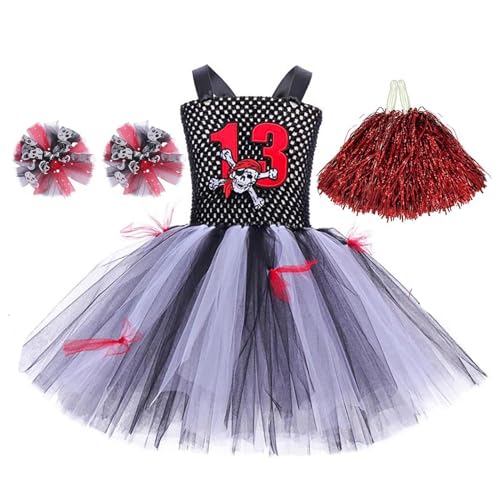 Acunny Mädchen-Halloween-Cheerleader-Kostüm,Halloween-Cheerleading-Performance-Kostüme - Cheerleading-Kleid-Outfits für Mädchen,Bequeme Spitzenkostüme, hauchdünnes Cheerleading-Kleid für Halloween von Acunny