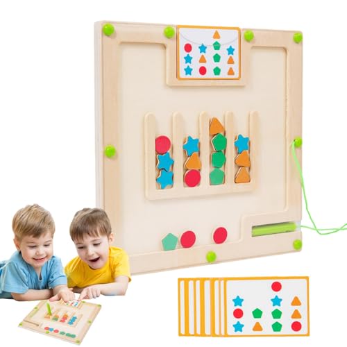 Acunny Magnetische Farb- und Zahlentafel, Magnetisches Farb- und Zahlenlabyrinthbrett - 15 doppelseitige Karten, magnetisches Zähllabyrinth | Formpassendes Holzpuzzle-Lernbrett für Kinder, und Mädchen von Acunny