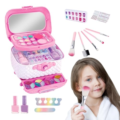 Acunny Make-up-Set für Kinder, Make-up-Set für Mädchen, Waschbares Kinder-Make-up-Set, Prinzessinnen-Puppen, Anziehspielzeug, niedliches -Kosmetik-Set, Nagelkunst-Zubehör für Kinder, Teenager, von Acunny