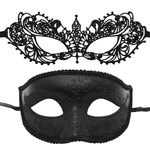 Acunny Maskerade für Paare, Gesichtsbedeckung für Maskenball,2-teiliges Spitzenmasken-Set mit geheimnisvollen Gesichtsbedeckungen - Wunderschöne Maskenballdekorationen für die Halloween- von Acunny