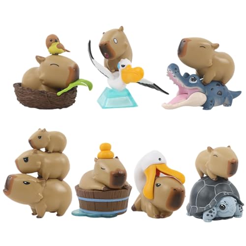 Acunny Miniatur-Capybara-Figur, Capybara-Figuren,7X Dashboard Kleine Figur Capybara Tier Miniatur | Vivid Expression Capybara-Statue, Tischdekoration für Computertisch, Nachttisch von Acunny