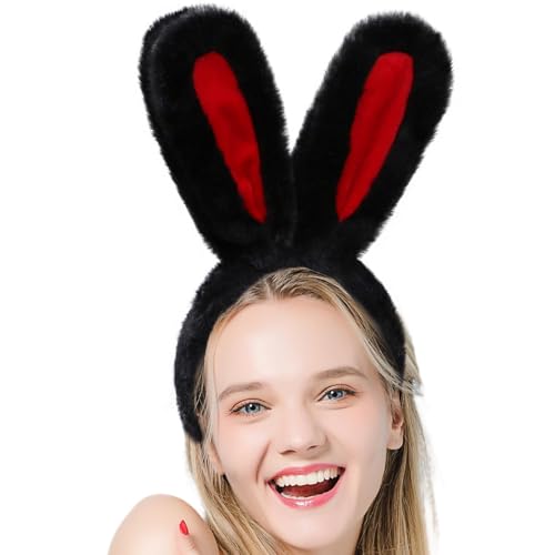 Acunny Osterhasen-Stirnband, Hasenohren für Erwachsene,Osterhase Cosplay Kopfbedeckung - Plüsch-Fuzzy-Ohren-Kopfbedeckung, süßes Hasenohren-Kostüm für Kinder, Ostern, Geburtstag von Acunny