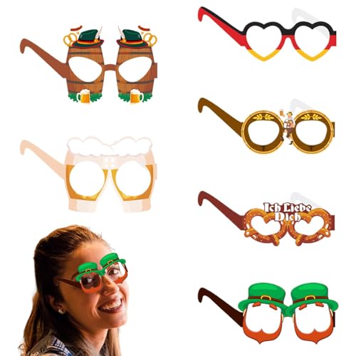 Acunny Papierbrille für Bierfest, Papierbrille - 6 Gläser für das Oktoberfest - Bayerische Oktoberfest-Party-Brille, Oktoberfest, Brille für Männer und von Acunny