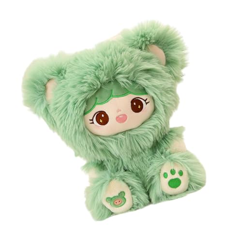 Acunny Plüsch -Stoffpuppe für Baby, Plüschmädchenpuppe mit Kleidung, Weiche Kleiderspielzeug tragen Lange Haare Bär Outfit für Kleinkind, Huggable Dress Doll Toy für Kinder, Kindertag von Acunny