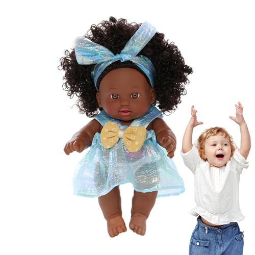 Acunny Schwarze Mädchenpuppe, afrikanische realistische Puppen - Weiches, realistisches schwarzes Mädchen,Süße multikulturelle Real-Life-Puppen mit beschwertem Körper und Kleidung für Mädchen von Acunny