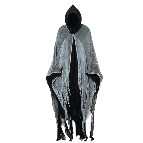 Acunny Sensenmann Kostüm, Halloween Kostüm Sensenmann Umhang Zauberer Vampir Umhang Halloween Dekoration Cosplay Sensenmann Unisex-Halloween-Umhänge von Acunny