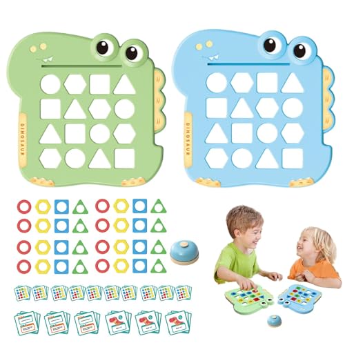 Acunny Shape-Matching-Brettspiel, Shape-Matching-Spiel für Kinder, Farb- und Formenrätsel, Lernspiele, Spielzeug, Dinosaurier-Schachbrett, passendes Brett mit geometrischer Form, Lernspielzeug von Acunny