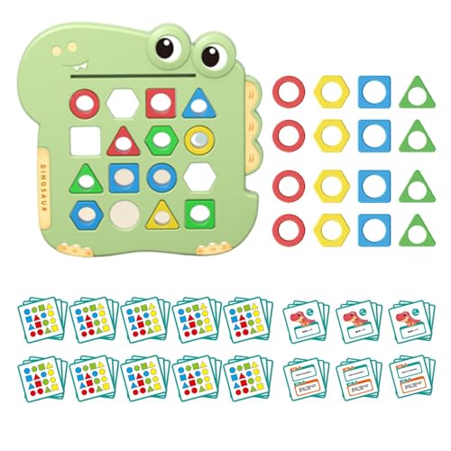 Acunny Shape-Matching-Spiel, Shape-Matching-Brettspiel - Farb- und Formenrätsel, Lernspiele, Spielzeug - Dinosaurier-Schachbrett, passendes Brett mit geometrischer Form, Lernspielzeug von Acunny