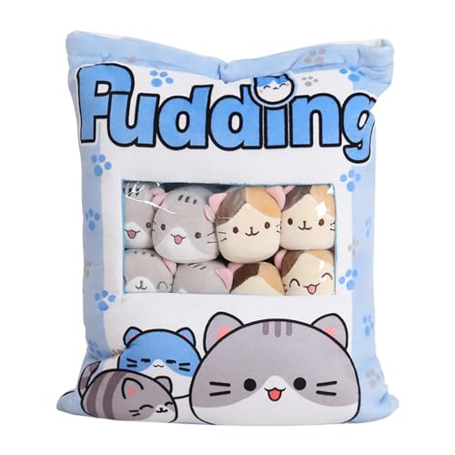 Acunny Snack Kissen, Plüschkissen, Pudding Hase, Katzenspielzeug, abnehmbares Spielzeug, Pudding-Kissen für Katzen, Tasche mit Plüsch für Katzen von Acunny