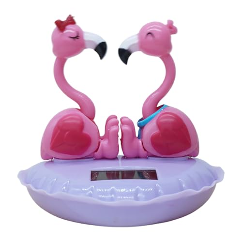 Acunny Solarbetriebener Tanzender Flamingo,Solar-Wackelkopf-Flamingo - Armaturenbrett-Wackelkopfspielzeug | Valentinstag-Auto-Armaturenbrett-Schüttelkopf-Dekoration, Desktop-Armaturenbrett-Ornament von Acunny