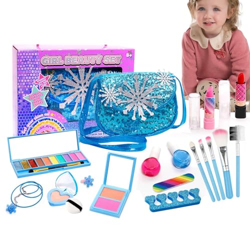 Acunny Spielzeug-Make-up, Mädchen-Spiel-Make-up - Waschbares Prinzessinnen-Anziehspiel,Make-up-Spielzeug für Mädchen mit Kosmetiktasche, echte Make-up-Sets für Kleinkinder, Weihnachts- und von Acunny