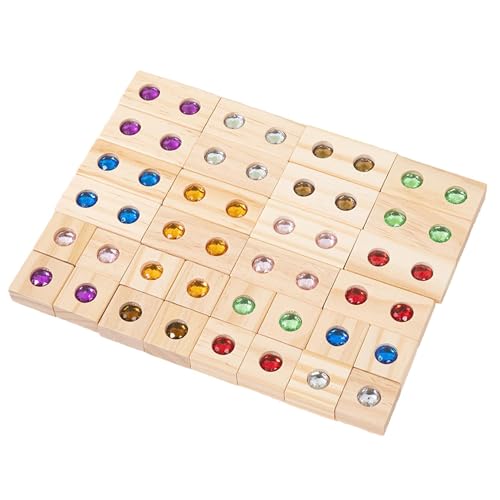 Acunny Stapelspiel Regenbogen Acryl Edelsteinwürfel, Regenbogen-Würfel Bausteine,Regenbogen-Stapelspielzeug Aus Holz, Regenbogen-Stapelblock, Bausteine-Spielzeug-Regenbogen-Set von Acunny