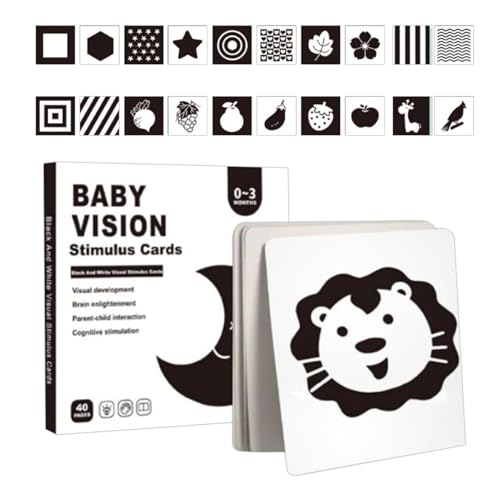 Acunny Visuelle Stimulation für Babys, visuelle Stimulationskarten - Kleinkind hohe Kontrastsensorkarten - Frühe Lernentwicklung Kinderspielzeug, pädagogische interaktive visuelle Flashkarte für von Acunny