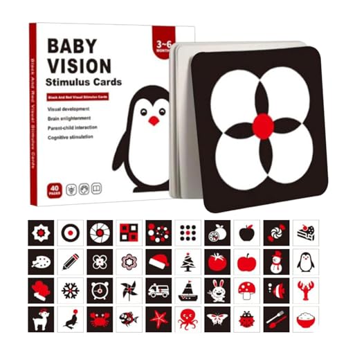 Acunny Visuelle Stimulationskarten, Baby -Visualstimulationskarten | Kleinkind hohe Kontrastsensorkarten - Frühe Lernentwicklung Kinderspielzeug, pädagogische interaktive visuelle Flashkarte für von Acunny