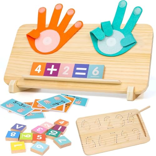 Acunny Zählen Sie Zahlen Fingerspielzeug, mathematisches Lernen Kinder Spielzeug | Doppelseitige Vorschulkinder Mathematikspielzeug | Mädchen im Alter von 3-5 Jahren Hand-Augen-Koordinationsaktivität von Acunny